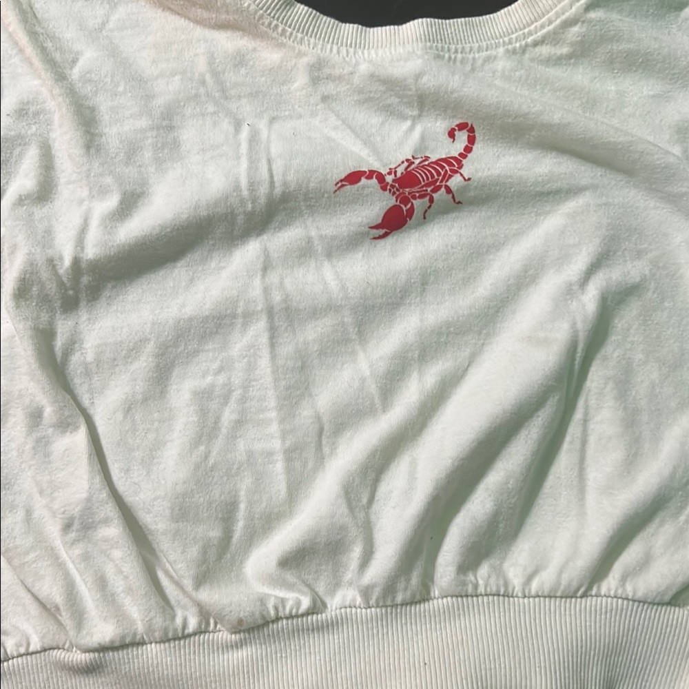 White Sweatshirt with Red Scorpion Design